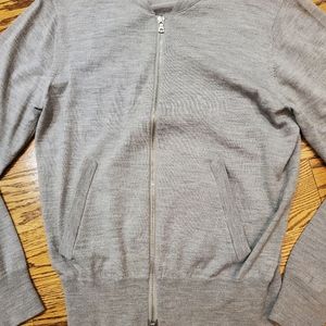 Acne Jeans Men's lightweight zip up grey jacket, size S, 100% wool, pockets